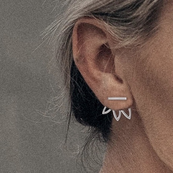 Jewelry - NEW Silver Lotus Jacket Earrings
